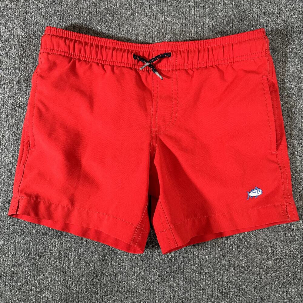 Southern Tide Boys XS Red Skipjack Swim Trunks Lined Drawstring Shorts